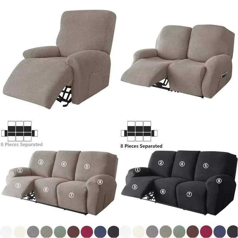 1/2/3 places Jacquard inclinable housse de canapé pour salon Stretch Relax fauteuil couverture élastique