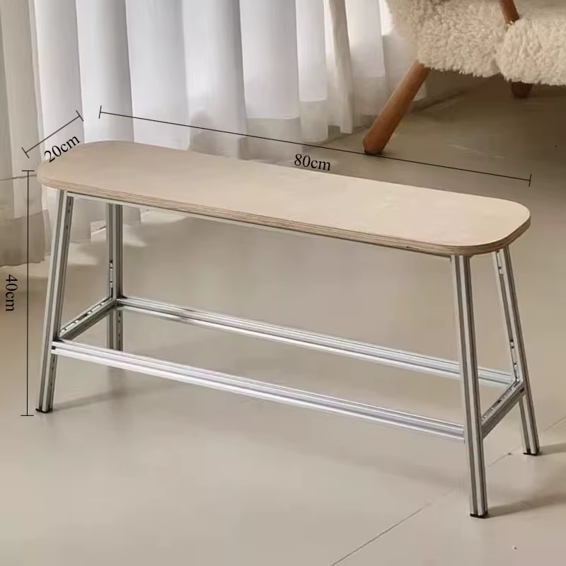 Tabouret en bois Pouf Ottoman moderne en métal