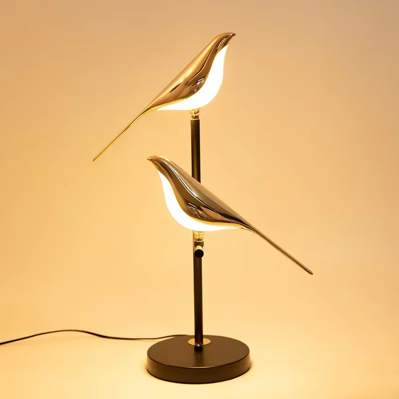 Créatif doré pie oiseau mur LED lampe Restaurant salon hôtel lustre étude chambre chevet décoration bureau lumière
